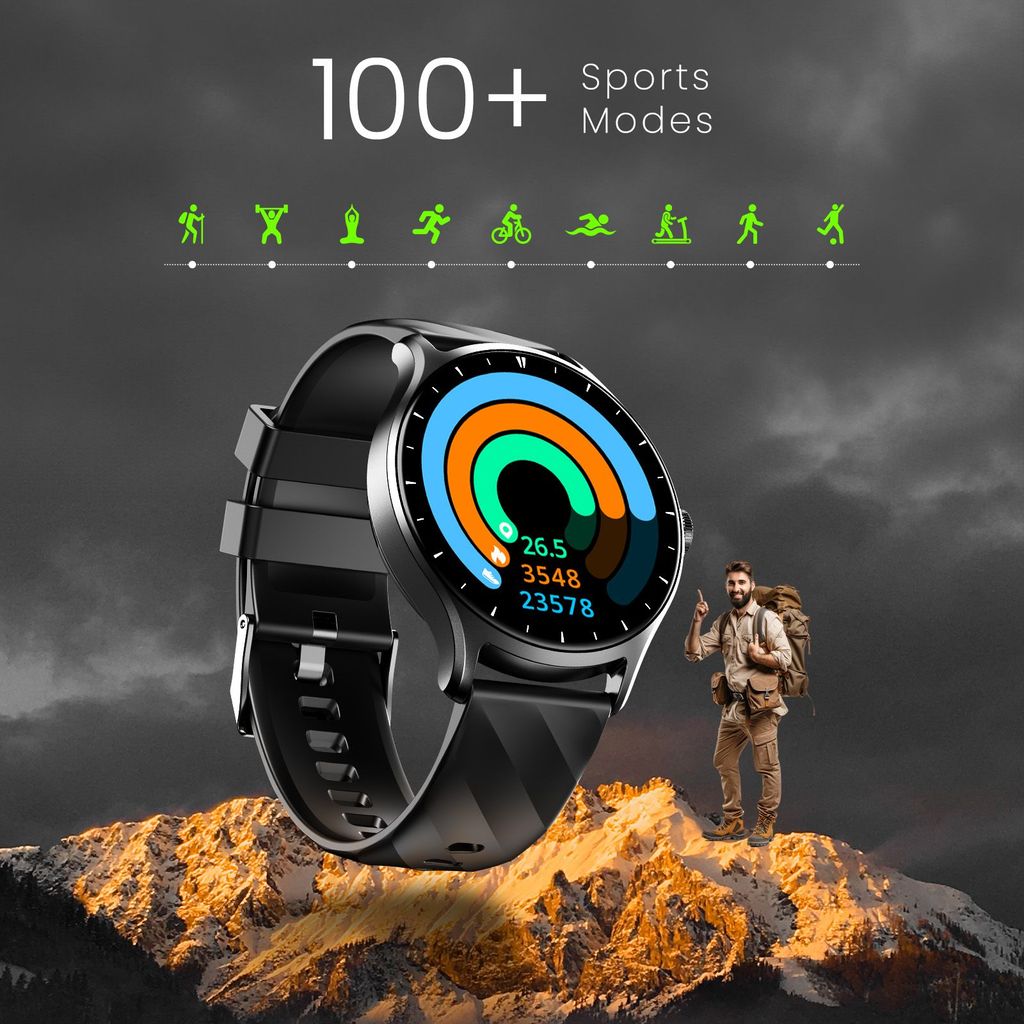 CELLECOR E2 Hype 1.50" (38.1mm) HD IPS Display Smart Watch, 500 Nits, 60Hz Refresh Rate, Bluetooth Calling, AI generated Watch Faces, 100+ Sports Modes, Health Suite, Voice Assistance (Black )