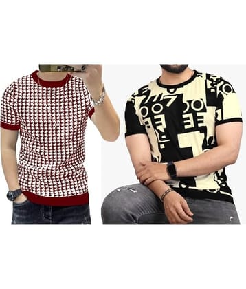 FABRIPPLE Polyester Regular Fit Printed Half Sleeves Men's Round T-Shirt - Multicolor ( Pack of 1 )