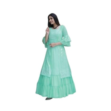 Mahiya Two Tone Siroaski Work Kurti With Belt Catalog Size-Xxl