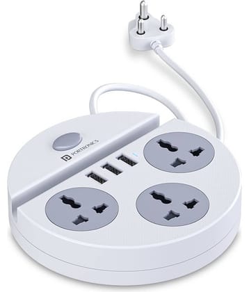 Portronics Power Plate 5:Power Converter With USB Charger ,White (POR 1359)