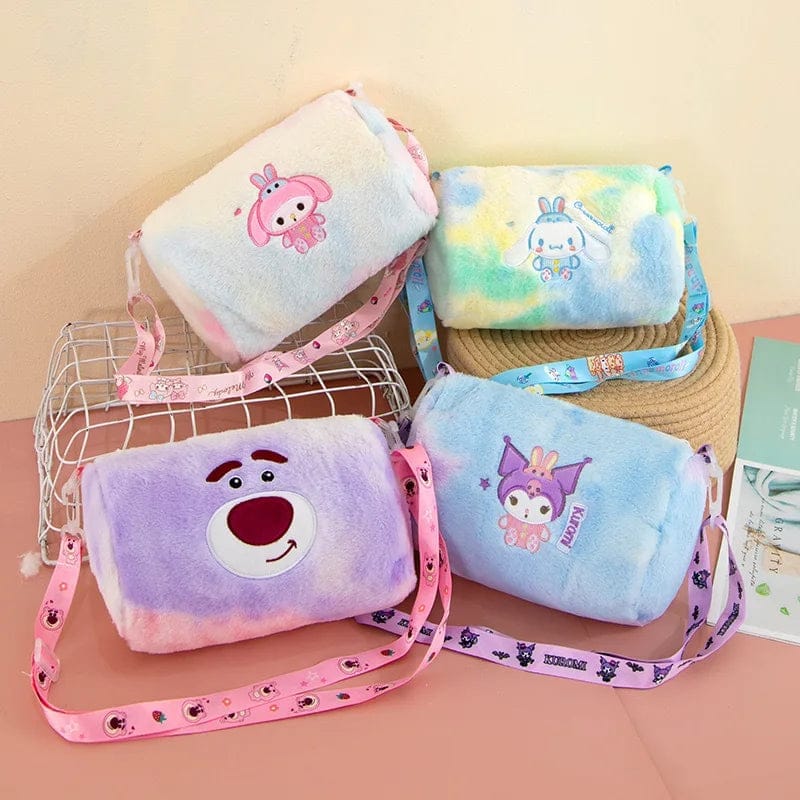 High Quality HK Kitty Kuromi Melody Stuffed Plush HK Kitty Cat Cross-body Bag Kawaii Storage Bag Phone Bag Coin Purse