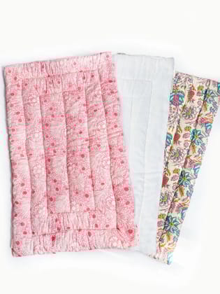 Floral Garden Cotton Handcrafted Mats Pack of 3
