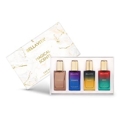 BELLAVITA Alter Ego Collection | 4x20ml | Long Lasting EDP | Gift for Man and Woman | Perfume for Man and Woman | Vanilla, Caramel & Musk | Floral, Spicy Premium Fragrance for Men and Women BELLAVITA Alter Ego Collection | 4x20ml | Long Lasting EDP | Gif