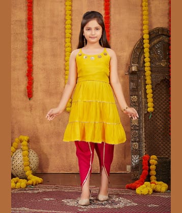 Aarika Girls Rayon Top & Dhoti Set ( Pack of 1 , Yellow )