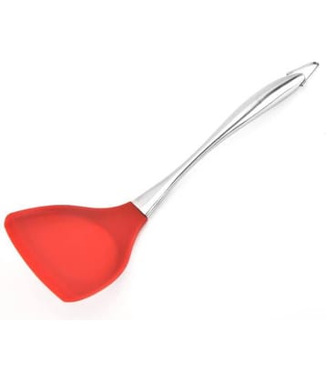 Baskety Silicone with Stainless Steel Handle Mixing Serving Spatula ( Pack of 1,Red )