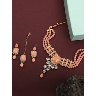 Peech Pearls Kundan CZ Beautiful Designer Jewellery Set