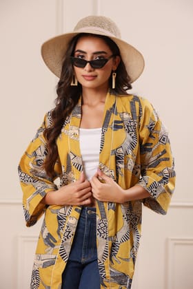 Nefertiti Bastet Mustard Kimono-Free / Mustard / Mustard