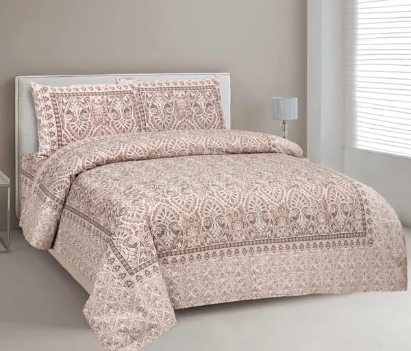 3001-Hometrade India-Standard King Size (90*108 Inches)-Pure Cotton Jaipuri Double Bedsheet With Matching Pillow Cover