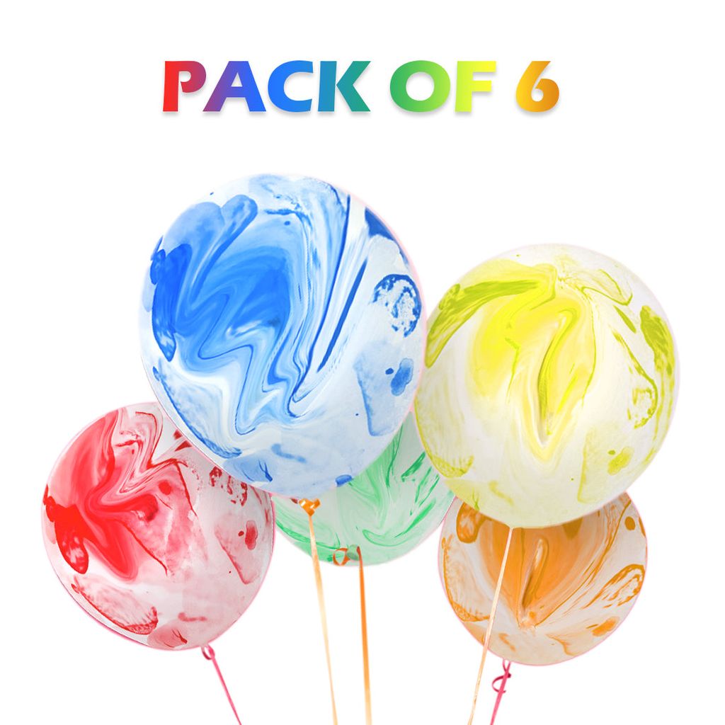 Multicolor Marble Print Latex Balloons - Helium Quality - 12 inches - 6PC - Party and Festive Needs | Buy online on ZillyBuy