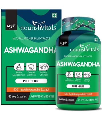 NourishVitals Ashwagandha Pure Herbs, 500 mg Ashwagandha Extract, 60 Veg Capsules