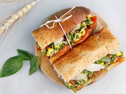 Broccoli, Corn & Basil Pesto Sandwich