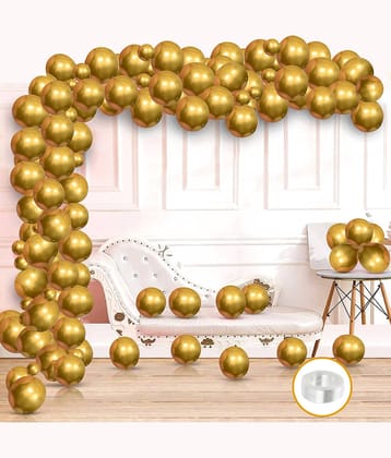 Zyozi  51 Mettalic Balloon Garland Arch Kit 10 inch Party Balloons for Boys Girls Birthday, Baby Shower Wedding Anniversary Festivals Party Decorations (Gold)