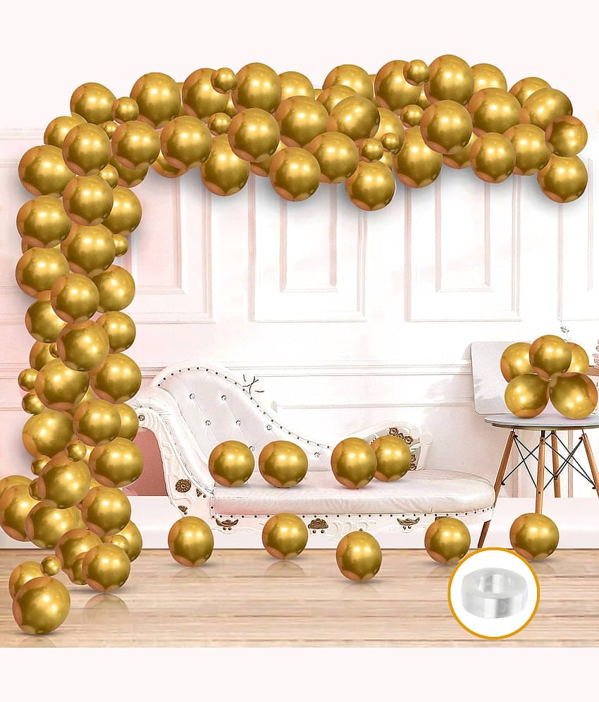 Zyozi  51 Mettalic Balloon Garland Arch Kit 10 inch Party Balloons for Boys Girls Birthday, Baby Shower Wedding Anniversary Festivals Party Decorations (Gold)