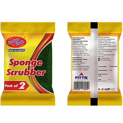 Chakaa Chak Sponge Scrubber - With Comfortable Grip, Cleans Sticky Stains, 13 g (Pack of 2)