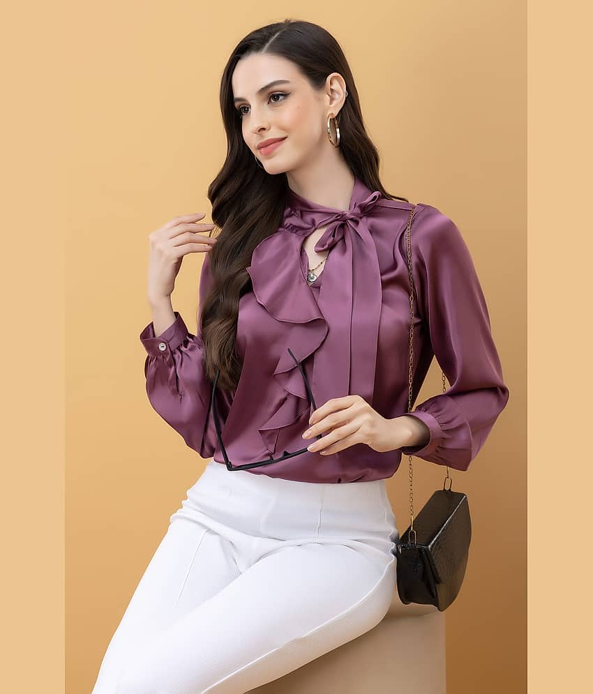 Purys Women's Satin Regular Top ( Purple )