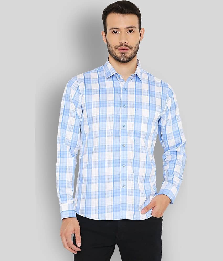 Maharaja - Blue Cotton Blend Slim Fit Men's Formal Shirt ( Pack of 1 )