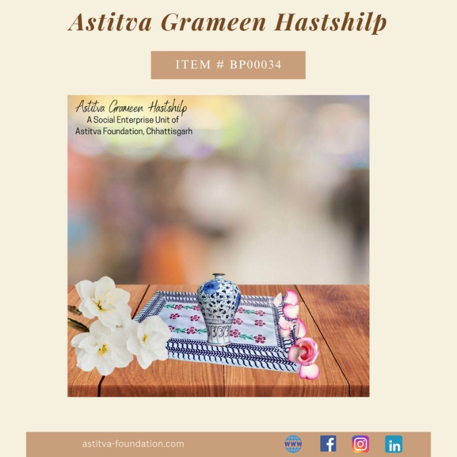 Hand Block–Printed Floral Cotton Placemats 