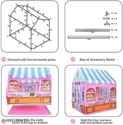 Colorful Playhouse Tent for Kids, Indoor and Outdoor Play, Bakery Shop Design