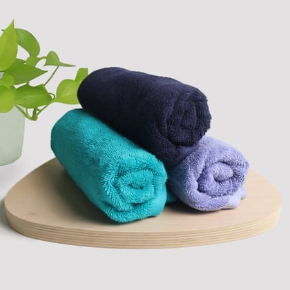 Heelium Bamboo Hand Towels - Set of 3-Pale Iris | Ocean Teal | Deep Blue