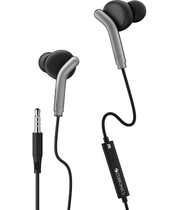 ZEBRONICS Bro in Ear Wired Earphones with Mic, 3.5mm Audio Jack, 10mm Drivers, Phone/Tablet Compatible (Black)