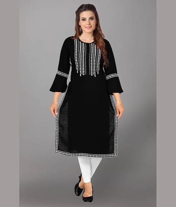 Kapadia - Black Rayon Women's Straight Kurti ( Pack of 1 )