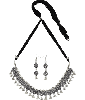 Sirimiri - Black Oxidised Silver Necklace Set ( Pack of 1 )