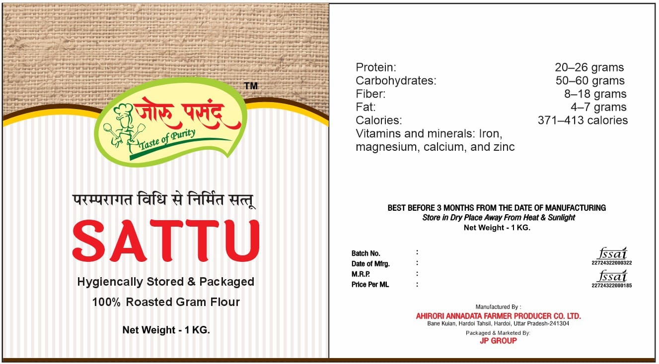 AAFPC Natural Sattu – Roasted Gram Flour 1 kg | Protein-Rich, Pure & Additive-Free