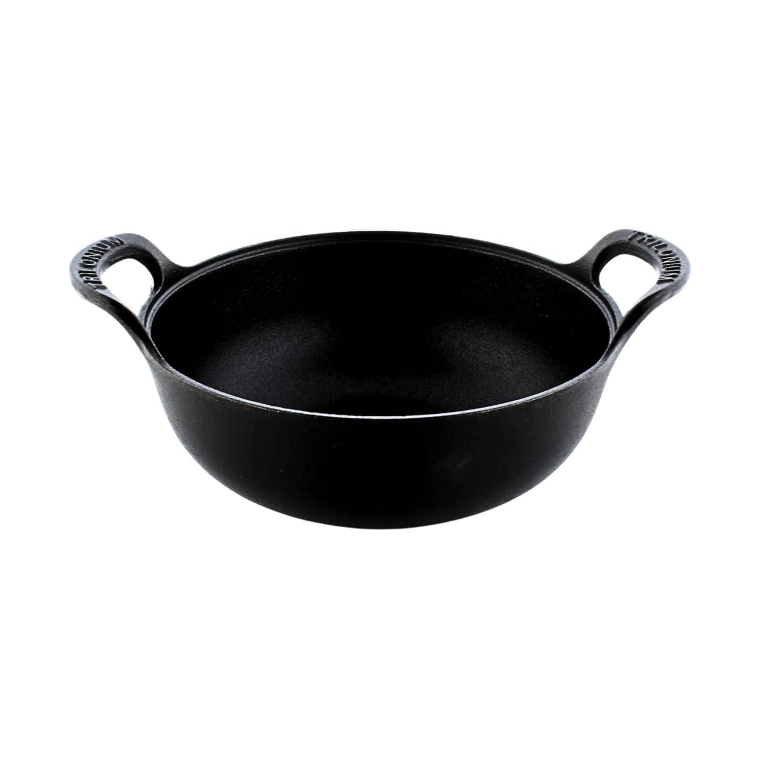 TRILONIUM Triple Seasoned Cast Iron CrockWok Kadhai 24 cms, 2.2 kgs