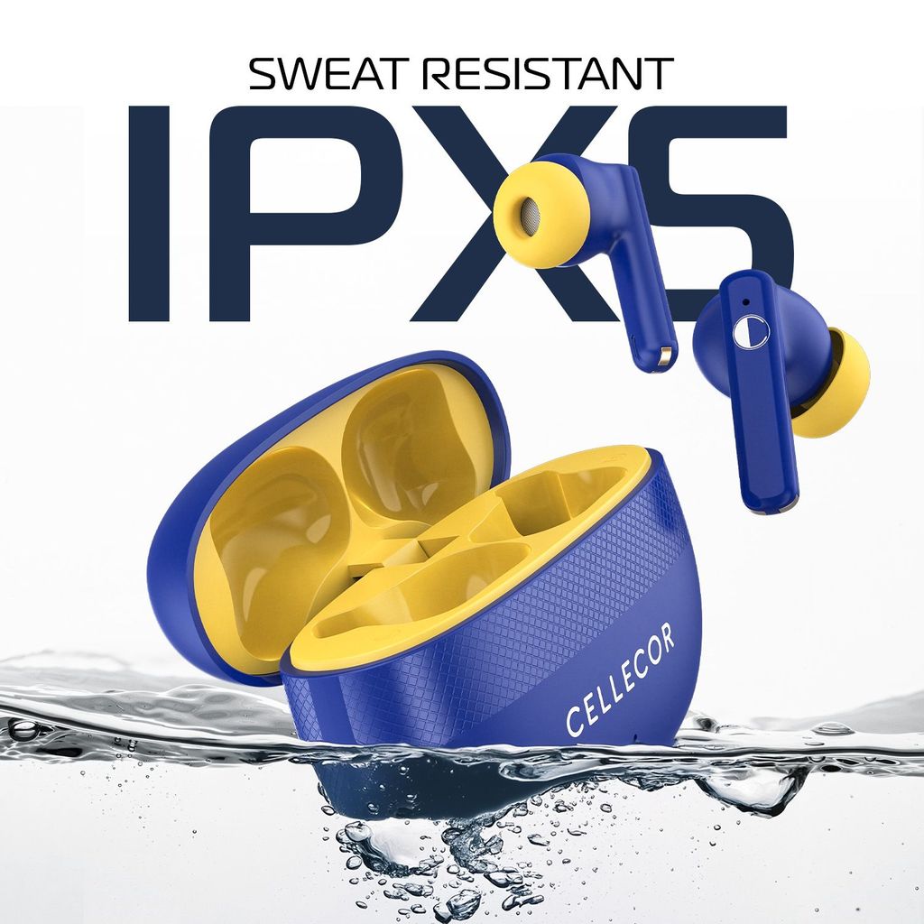 Cellecor BroPods C105 Tune TWS |45H Playtime, ENC, 5.3v, IPX5, 50ms Low Latency Gaming Bluetooth-Blue Yellow