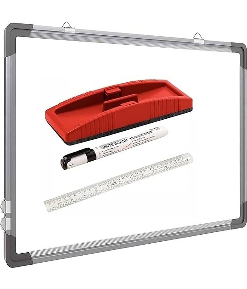 FREEDY Non Magnetic 1.5 x 2 feet Double Sided White Board and Chalk Board Front Side whiteboard Marker Surface and Back Side Chalkboard Surface combo DMS