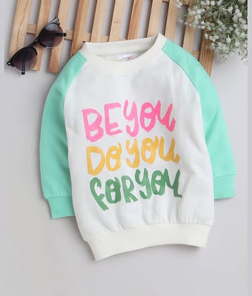 BUMZEE White & Green Girls Full Sleeves Sweatshirt Age - 18-24 Months