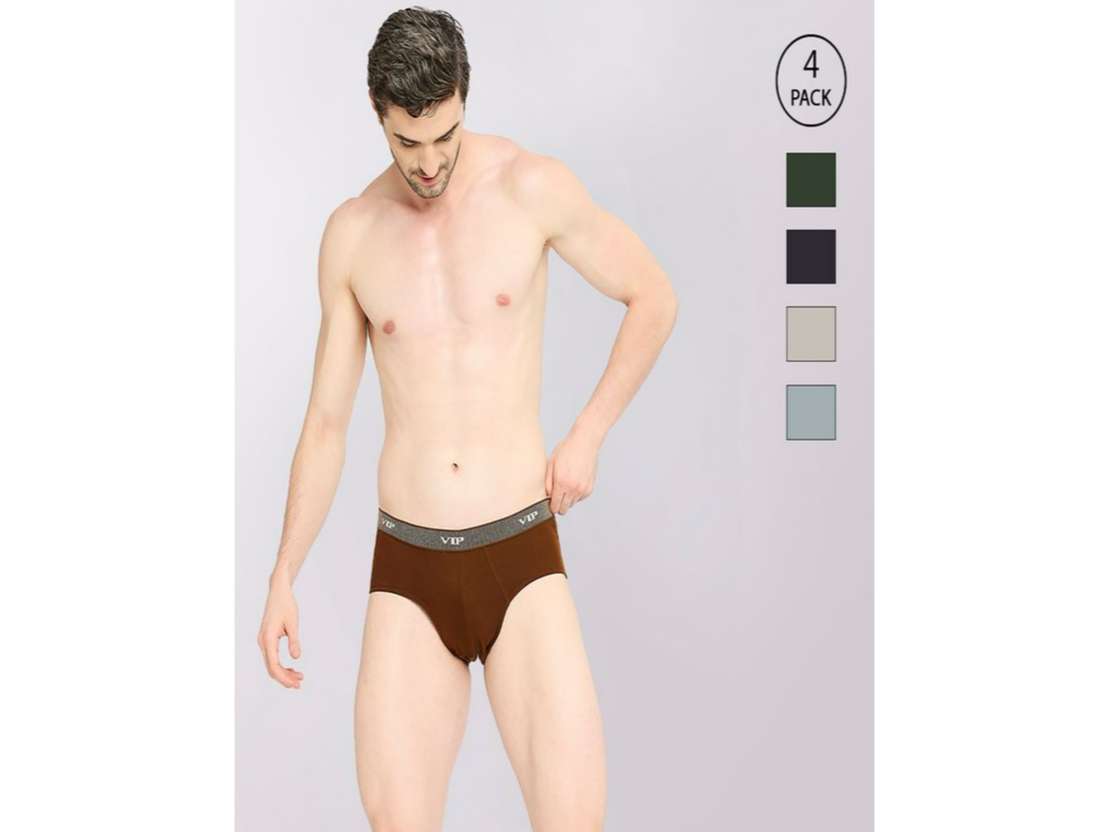 VIP Fresh Men's Cotton Briefs-Assorted Colours (Pack of 4) - 100