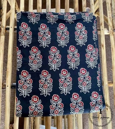 Ajrakh Cotton Fabric For Kurta-Black