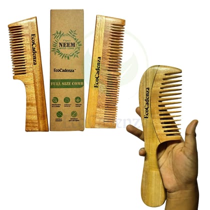 EcoCadenza Neem Wood Detangling Comb, Wide-Tooth, Handmade, Set of 3