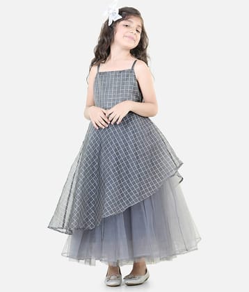 Toy Balloon Kids Net Fit And Flare Dress For Girls ( Pack of 1 , Grey )