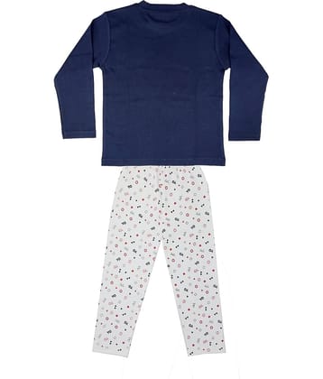 KABOOS Pack of 1 Boys 100% Cotton Nightsuit Set ( Dark Blue )