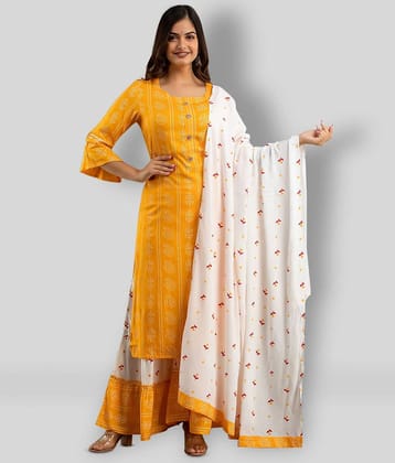 Lee Moda - Yellow Straight Rayon Women's Stitched Salwar Suit ( Pack of 1 )