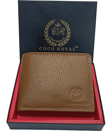 COCO ROYAL Tan 100% Leather Men's Two Fold Wallet ( Pack of 1 )