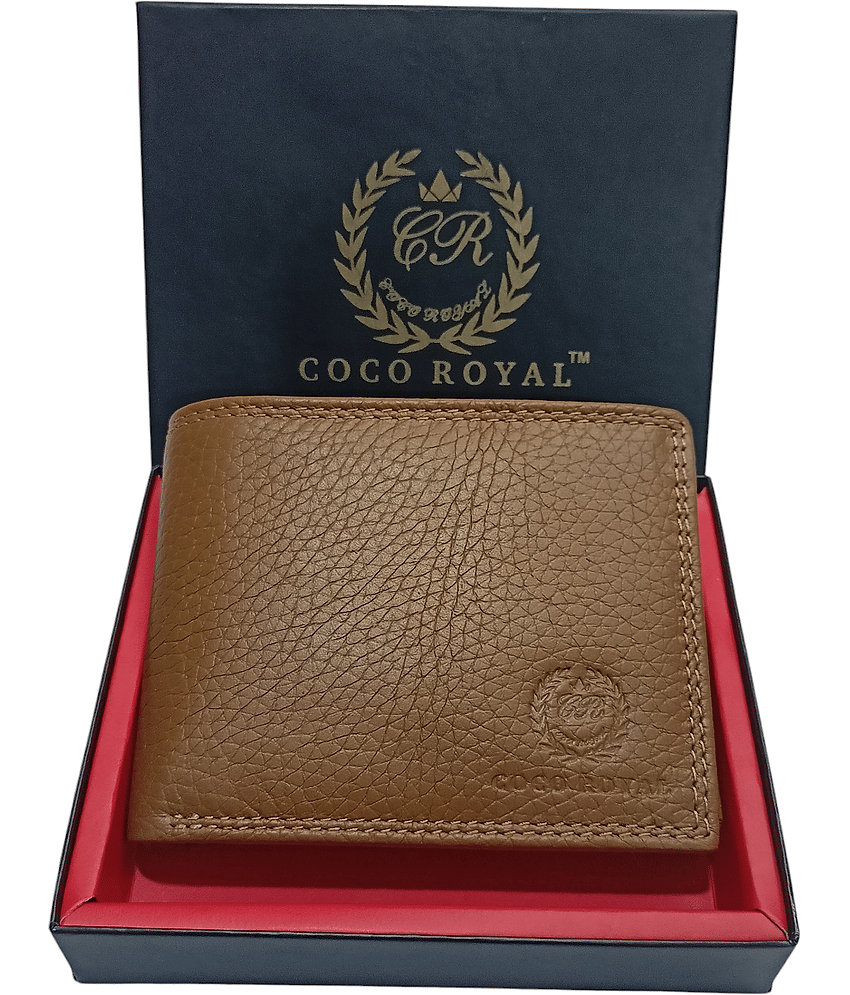 COCO ROYAL Tan 100% Leather Men's Two Fold Wallet ( Pack of 1 )