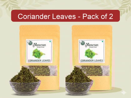 Vasuvan Dried Coriander Leaves (Pack of 2 - 50g Each) | Twin Pack Dehydrated Cilantro