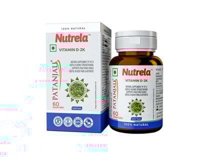 Nutrela Patanjali VIT D2K NATURAL TAB- VANILLA - 60 N Chewable Tablets