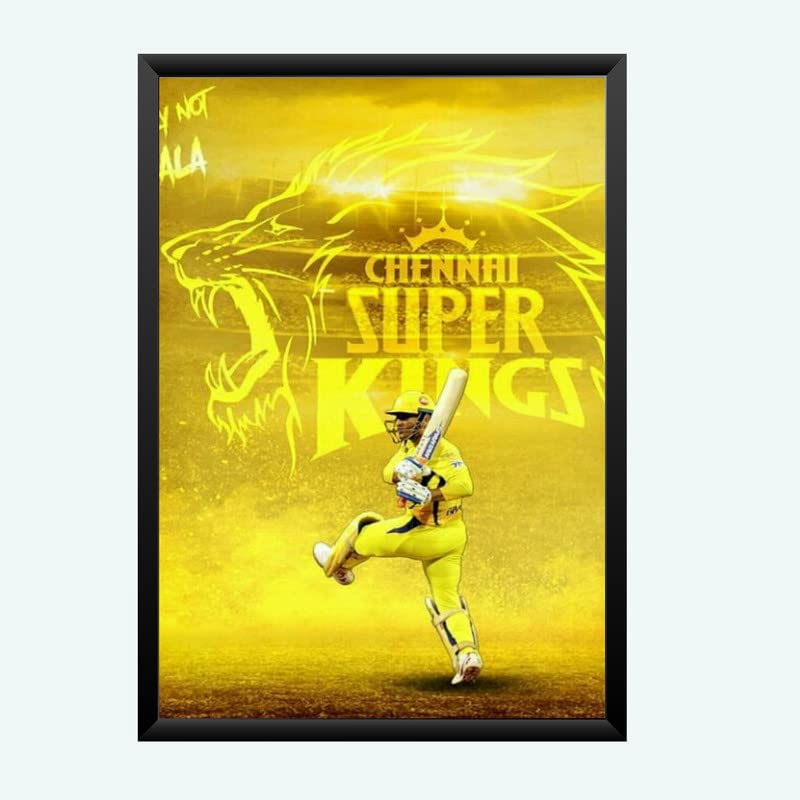 Nokkes Cricket IPL M.S Dhoni CSK Chennai Super King Team Photo Frame 8X12 Inch Size Photo Frame Photo Home Office_msd40