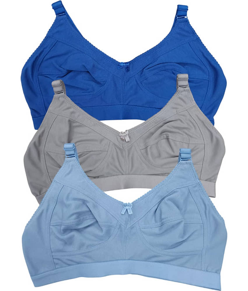 Funahme Pack of 3 Cotton Non Padded T-Shirt Bra For Women ( Multicolor15 )