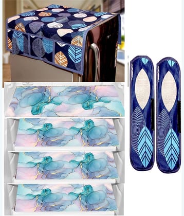 Revexo PVC Floral Printed Fridge Mat & Cover ( 40 30 ) Pack of 7 - Multicolor