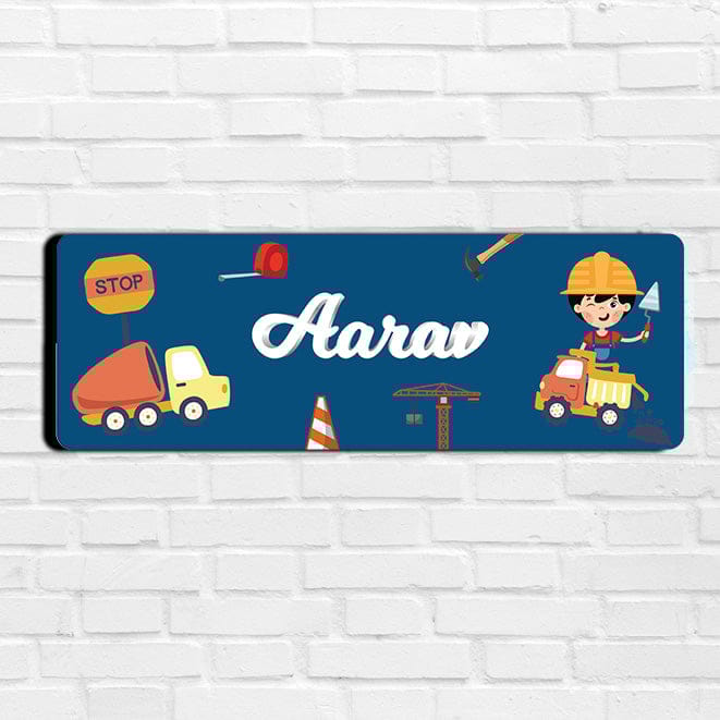 Little Builder Name Plate (Petite) (kids)-Dodger Navy
