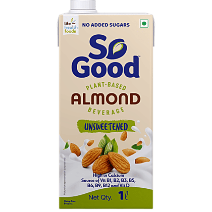 So Good Almond Milk - Natural Unsweetened, Plant Based Beverage, Source Of Calcium, 1 L Tetra Pack