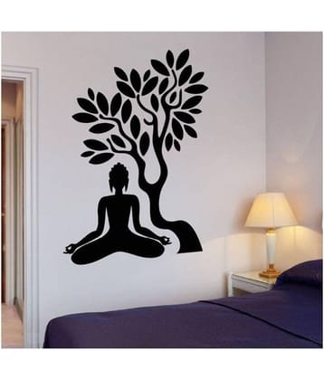 Print Mantras Meditating Buddha under a Tree Religious & Inspirational Sticker ( 150 x 100 cms )