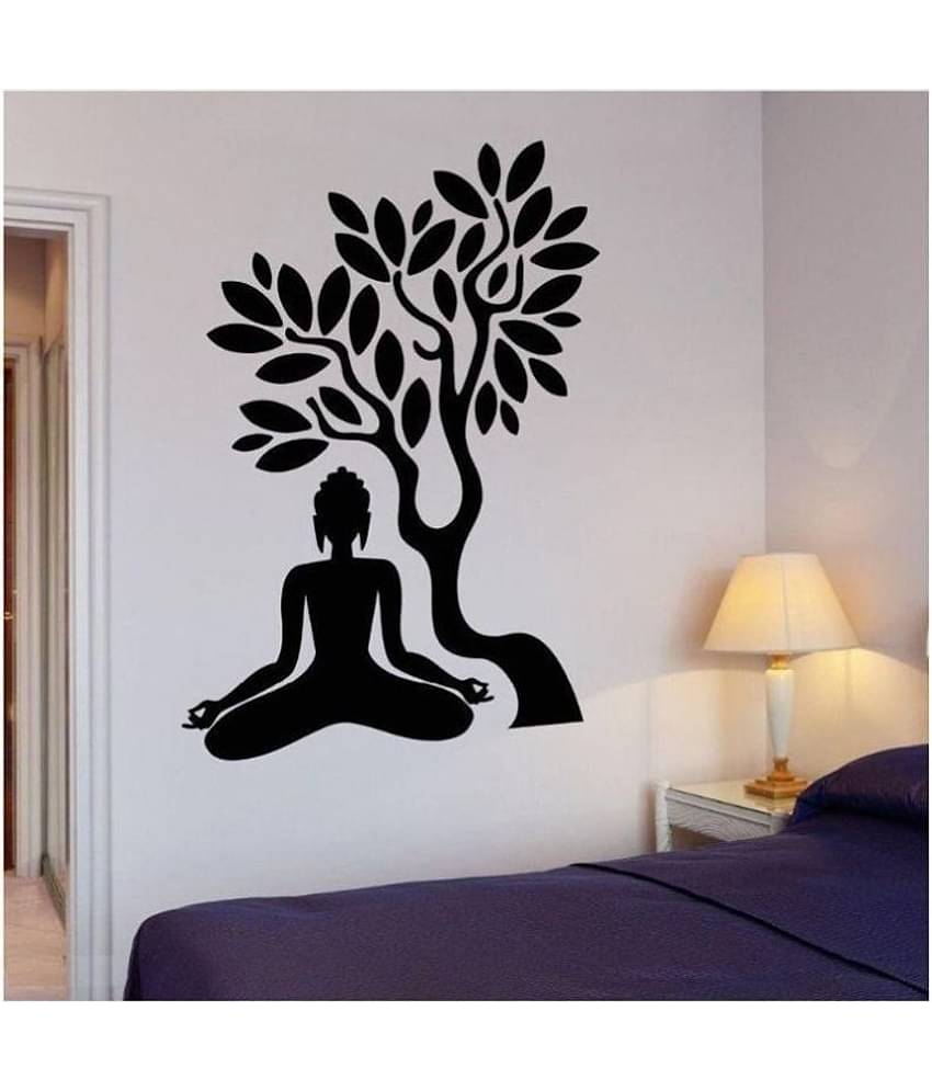 Print Mantras Meditating Buddha under a Tree Religious & Inspirational Sticker ( 150 x 100 cms )