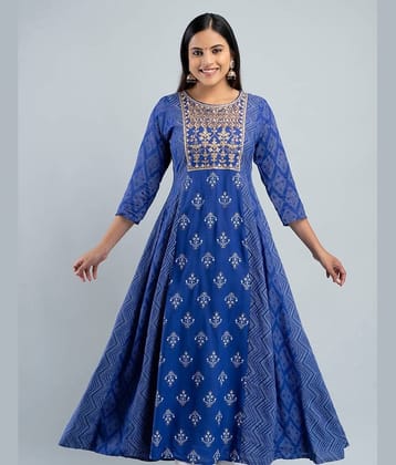 MAUKA - Blue Rayon Women's Anarkali Kurti ( Pack of 1 )