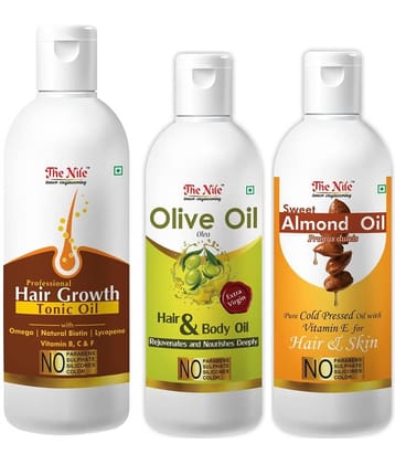 The Nile Hair Tonic 200 Ml + Olive Oil 100 Ml + Almond Oil 100 ML 400 mL Pack of 3